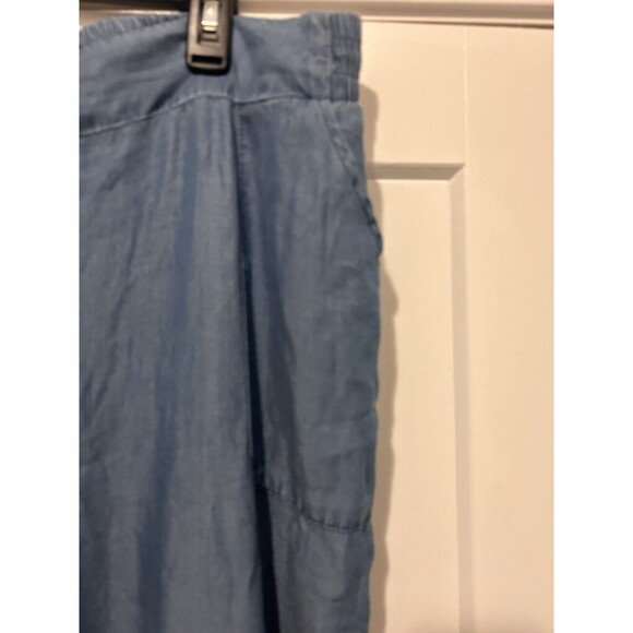 CATO Women’s SIZE 14/16 BLUE LYOCELL CHAMBRAY WIDE LEG PALAZZO Pants Pockets - Picture 3 of 5